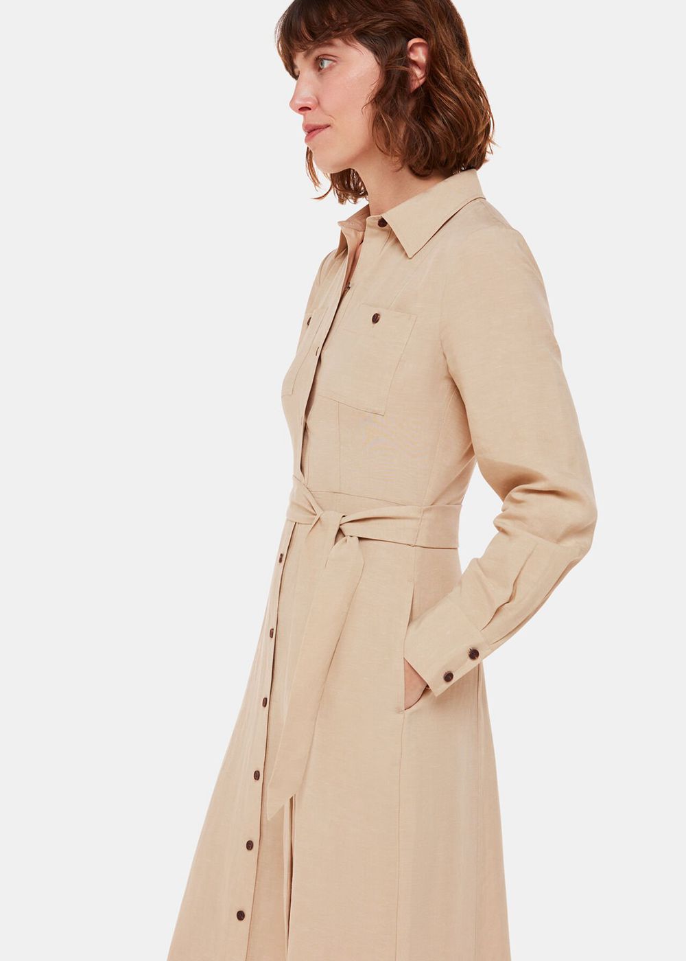 Whistles Estella Shirt Dress Neutral | US-04136FLPR