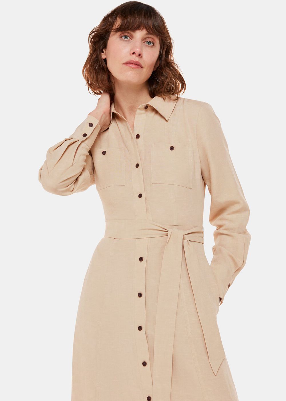 Whistles Estella Shirt Dress Neutral | US-04136FLPR