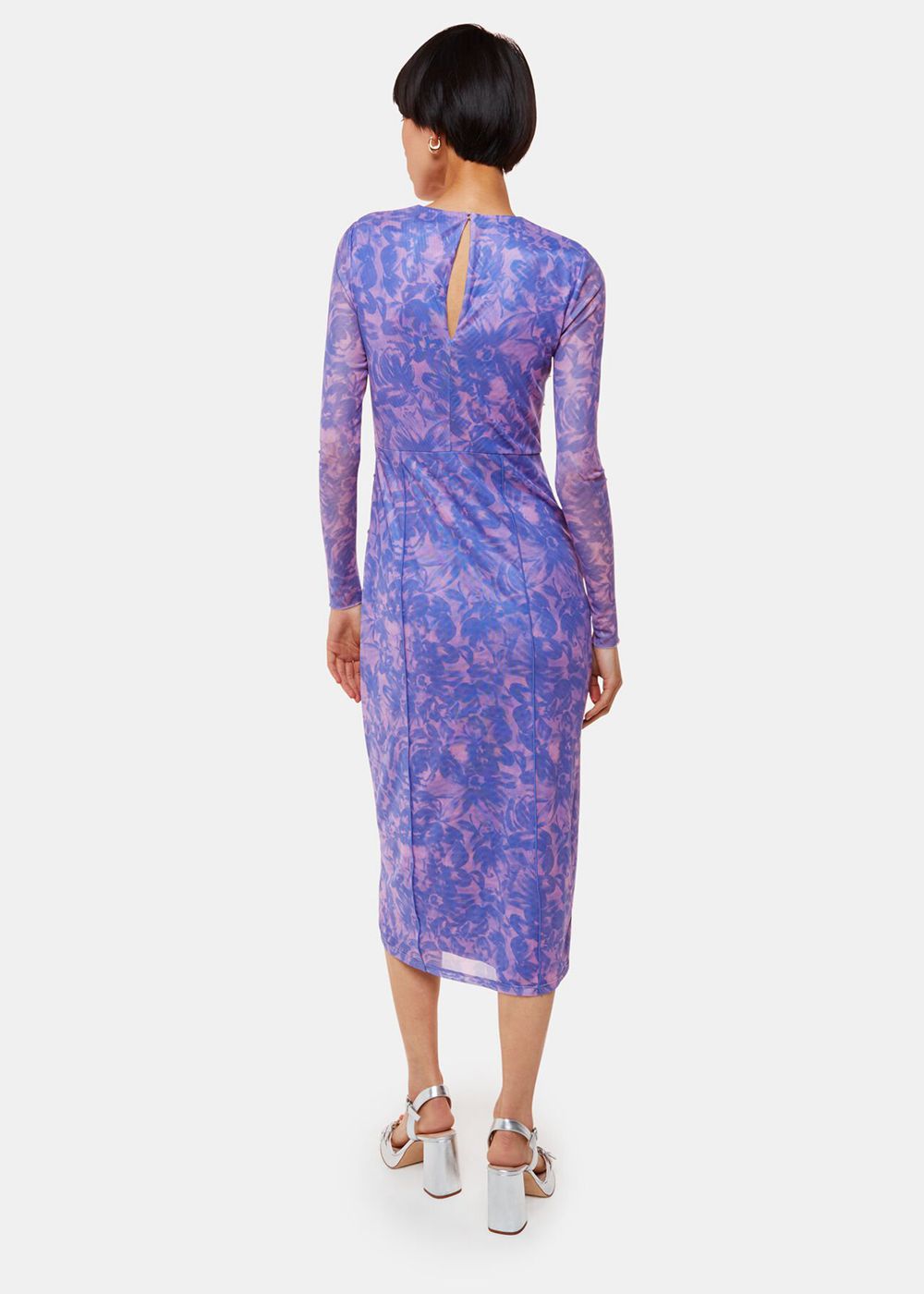 Whistles Etched Bouquet Mesh Dress Blue / Multicolor | US-30728XIJH