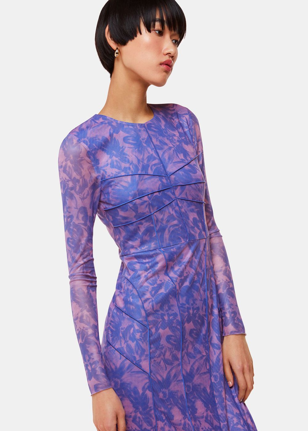 Whistles Etched Bouquet Mesh Dress Blue / Multicolor | US-30728XIJH