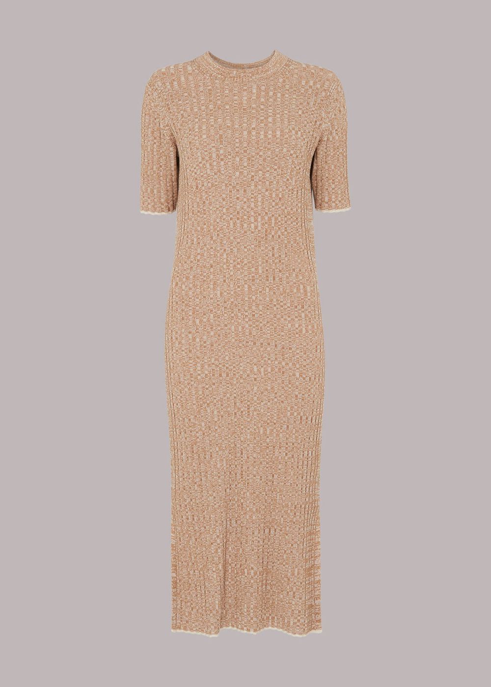 Whistles Eva Rib Knit Midi Dress Beige | US-72614IEMQ