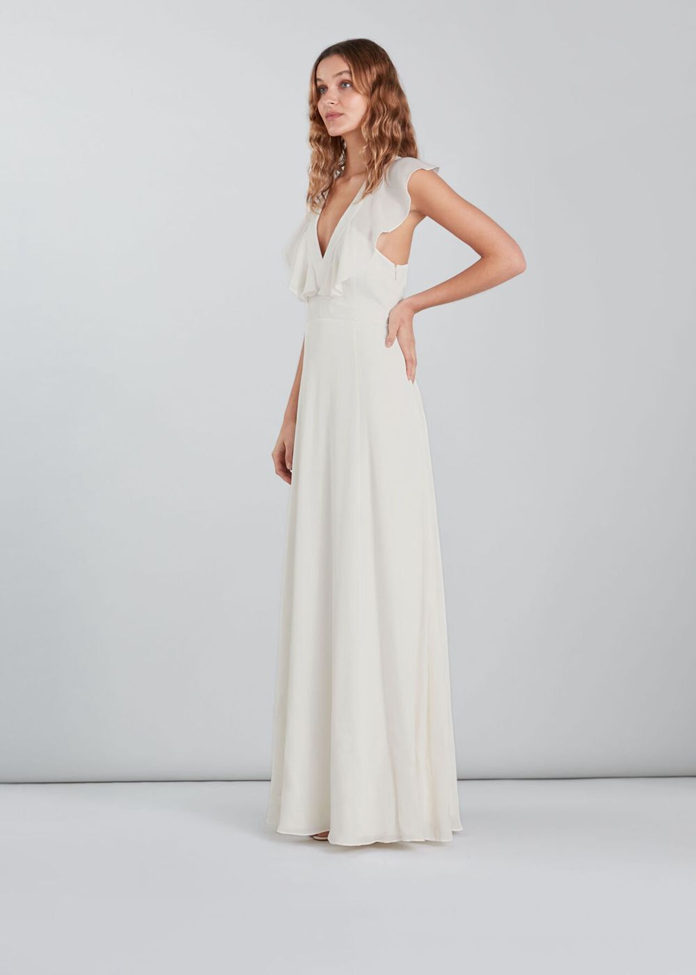 Whistles Eve Silk Wedding Dress White | US-82174MAYG