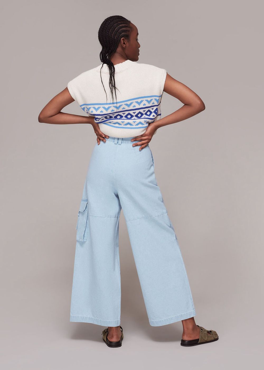 Whistles Evie Pull Leg Pants Blue | US-25768BCSY