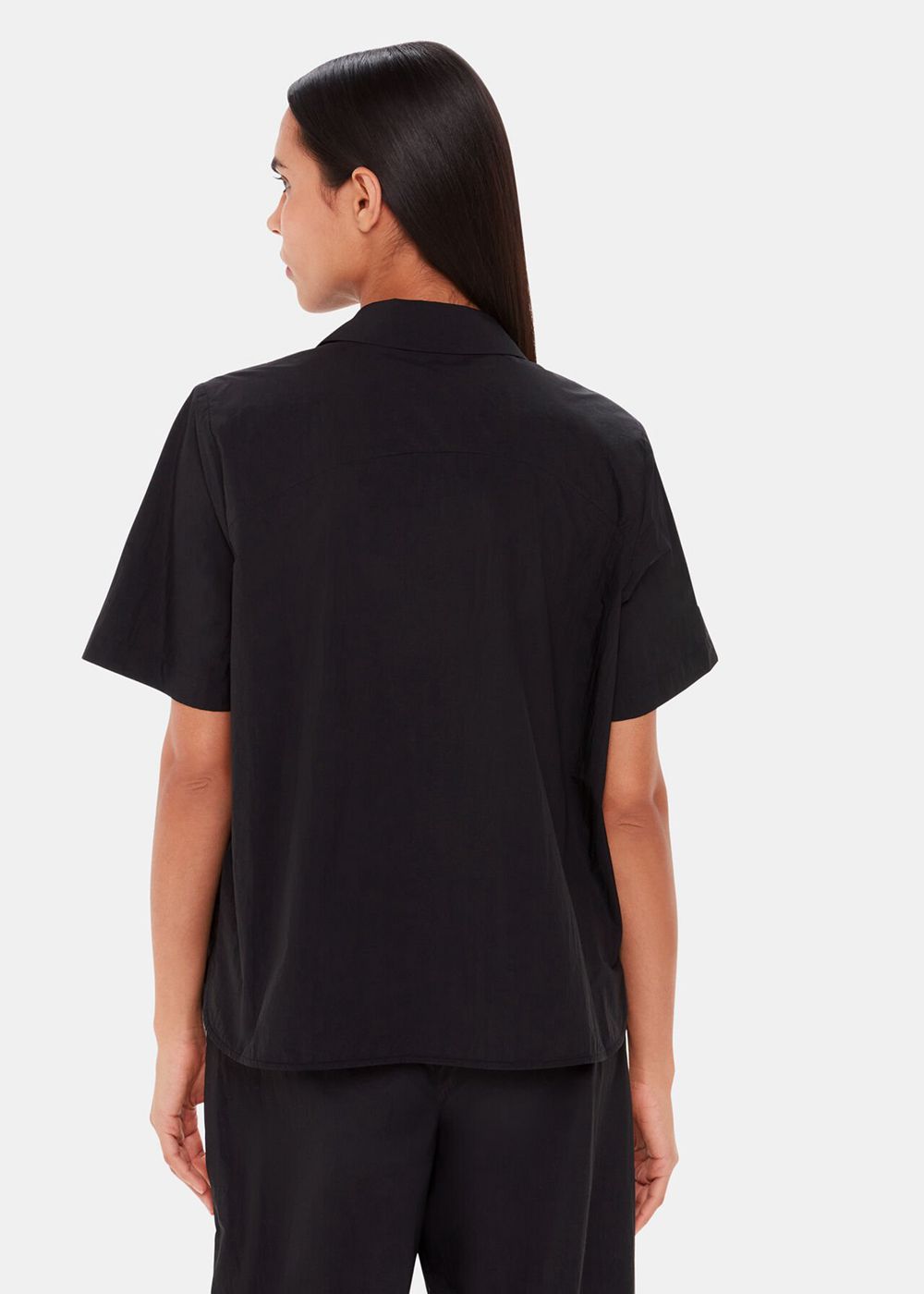 Whistles Ezra Short Sleeve Shirts Black | US-21847NIAJ