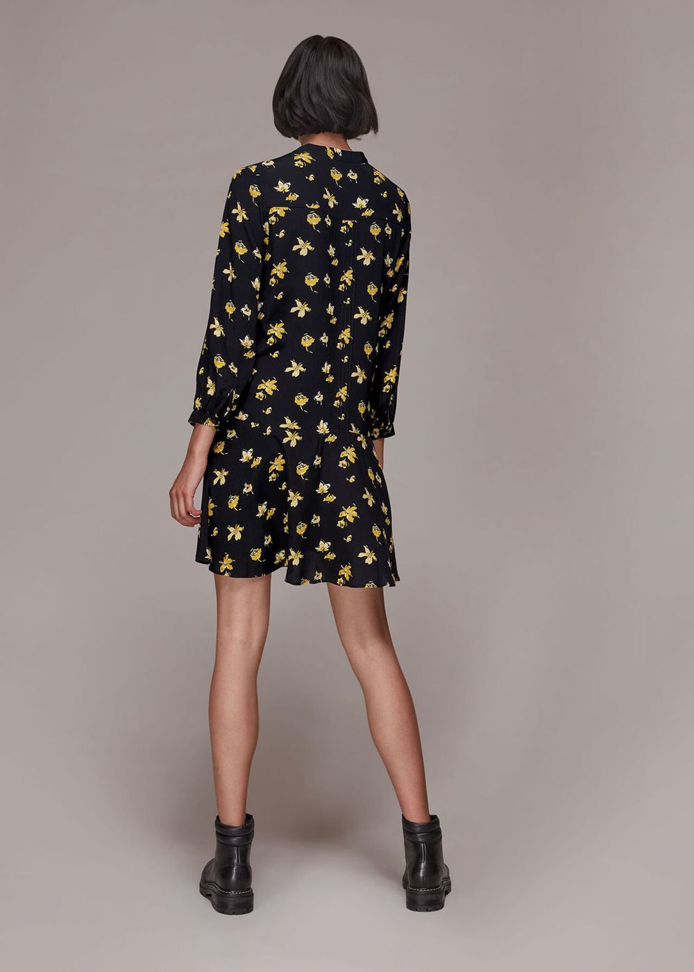 Whistles Falling Floral Flippy Dress Black / Multicolor | US-10596EKHJ