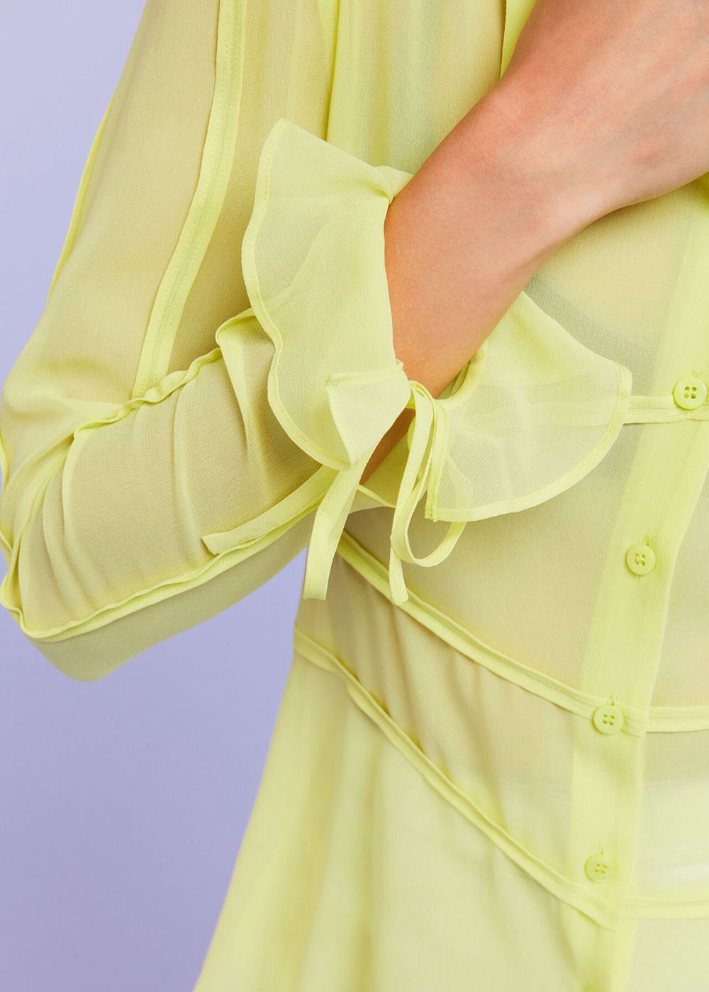 Whistles Fallon Seam Detail Silk Shirts Yellow | US-72946CMVX