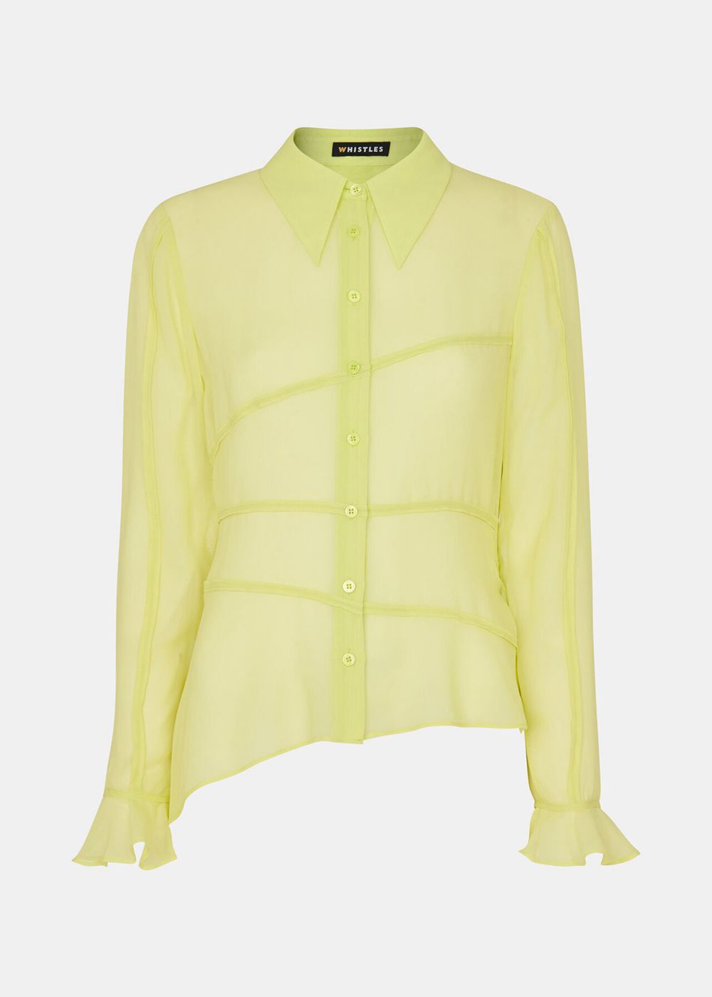 Whistles Fallon Seam Detail Silk Shirts Yellow | US-72946CMVX