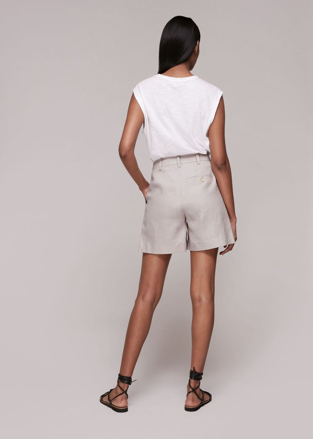 Whistles Farah Linen Shorts Grey | US-01952HLYC