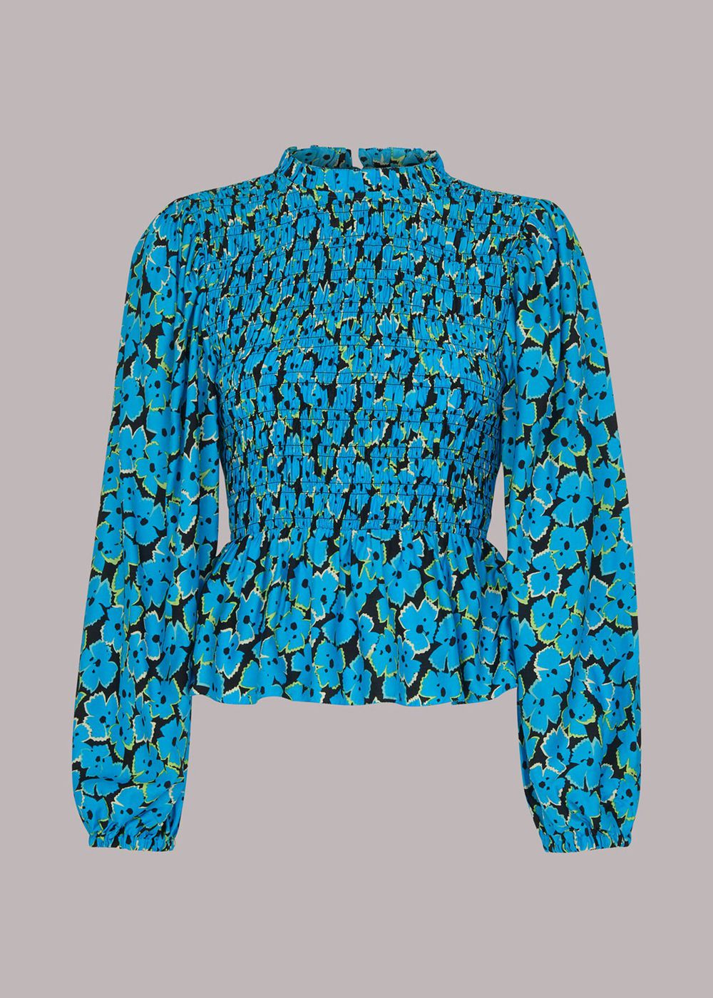 Whistles Farfalle Flower Shirred Top Blue / Multicolor | US-13429VYSW