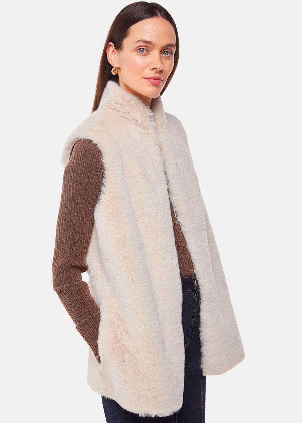 Whistles Faux Fur Vest Neutral | US-93256IJQA