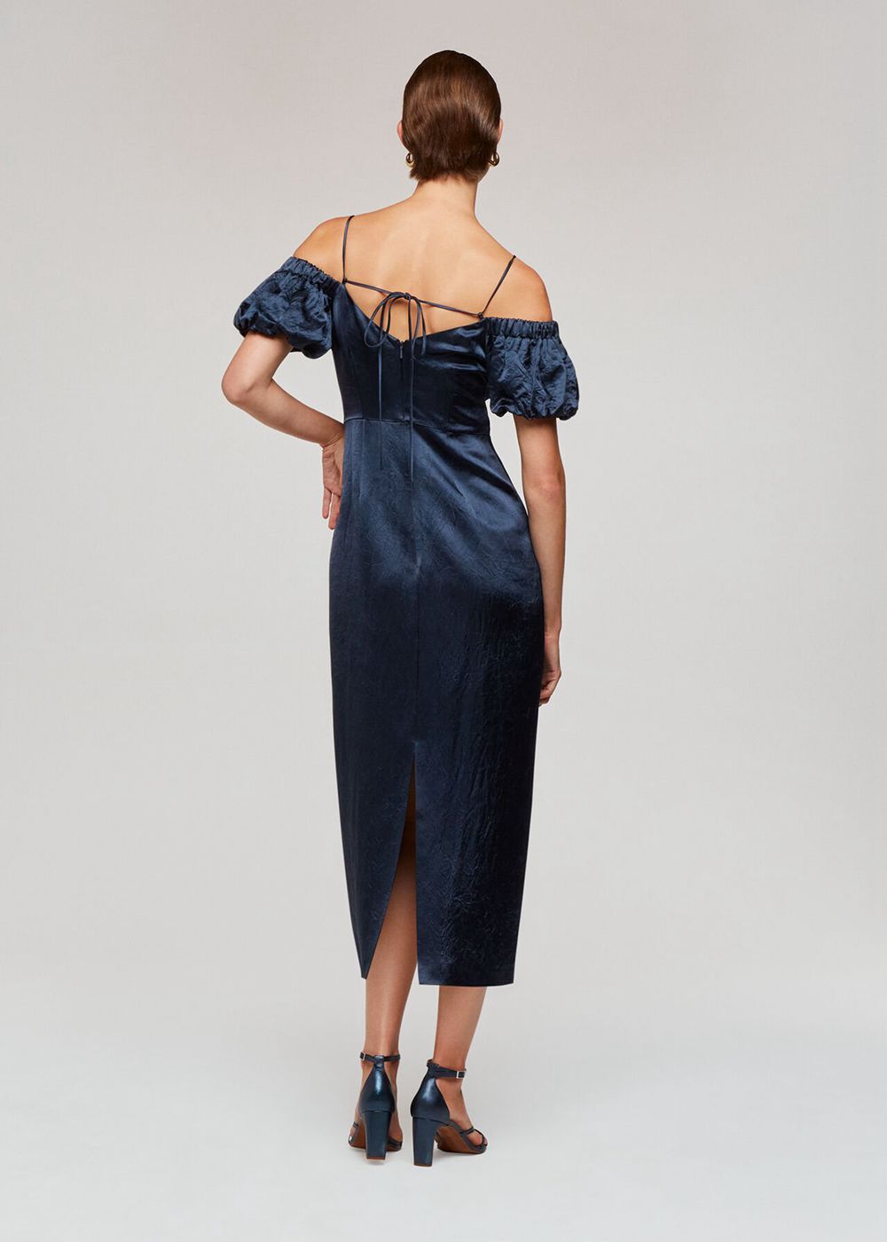 Whistles Faye Bardot Dress Navy | US-82390LCTN