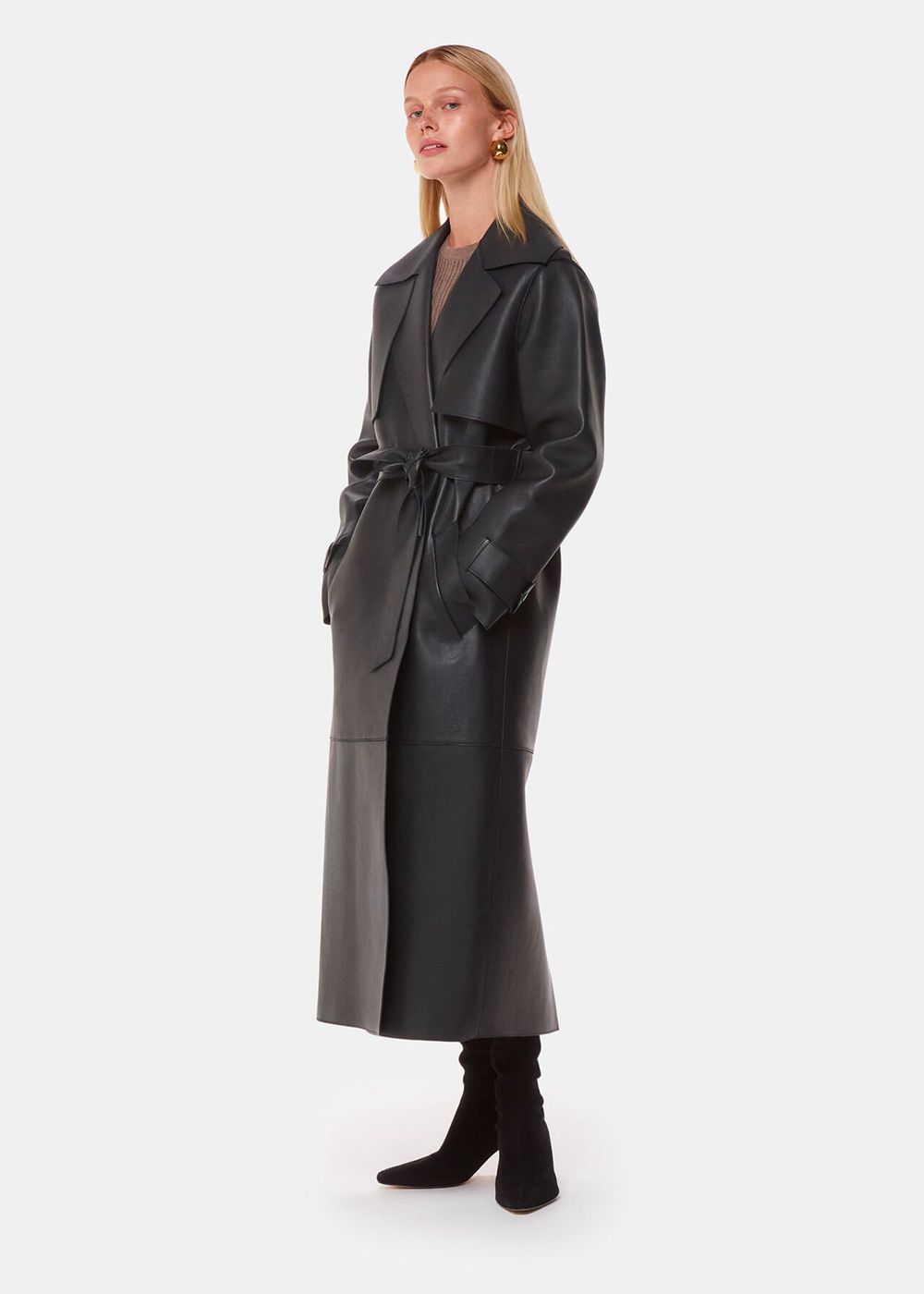 Whistles Faye Clean Bonded Trench Coat Black | US-38714WKOQ