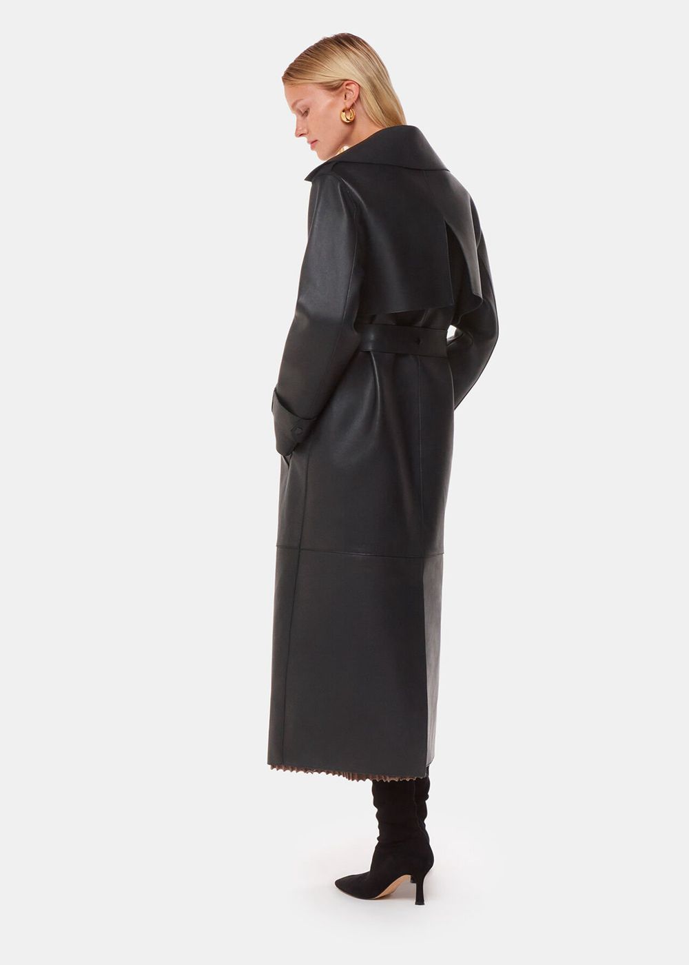 Whistles Faye Clean Bonded Trench Coat Black | US-38714WKOQ