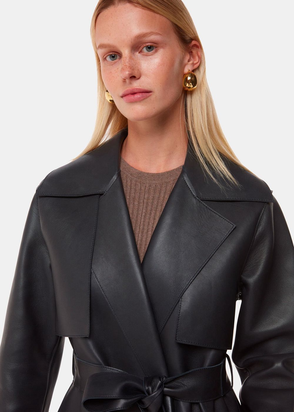 Whistles Faye Clean Bonded Trench Coat Black | US-38714WKOQ