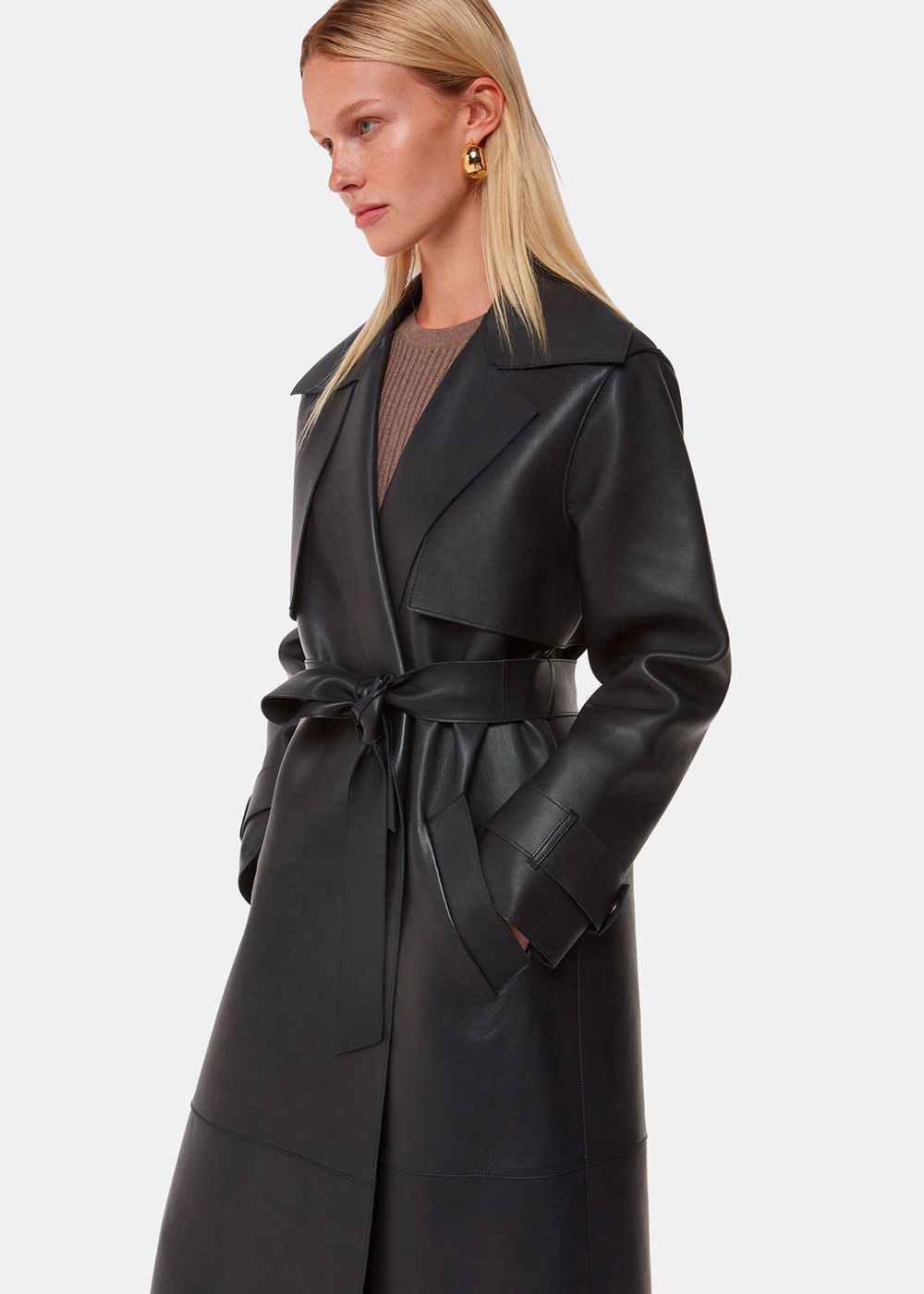 Whistles Faye Clean Bonded Trench Coat Black | US-38714WKOQ