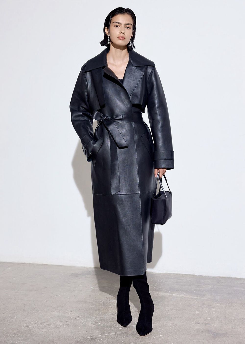 Whistles Faye Clean Bonded Trench Coat Black | US-38714WKOQ