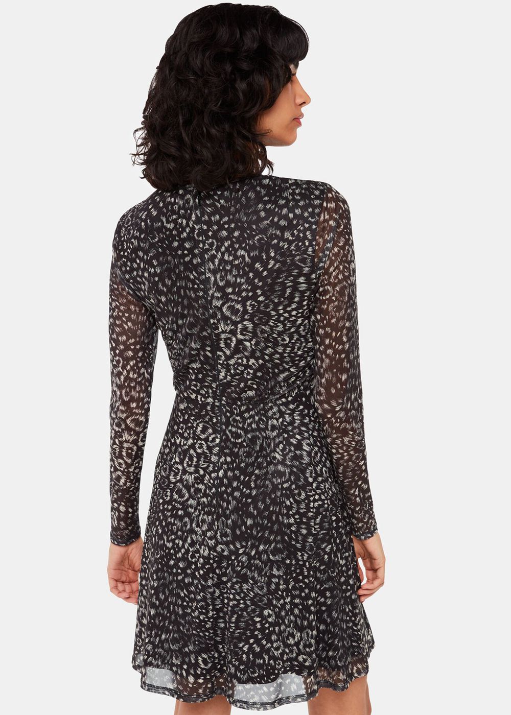 Whistles Feather Leopard Flippy Dress Black / Multicolor | US-69713GNXP