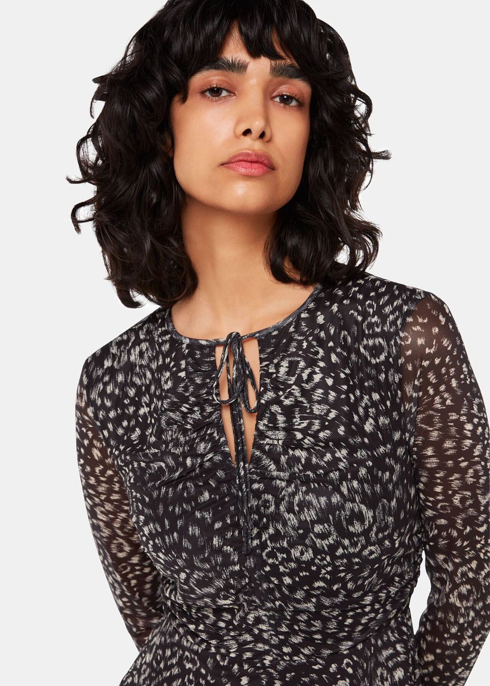 Whistles Feather Leopard Flippy Dress Black / Multicolor | US-69713GNXP