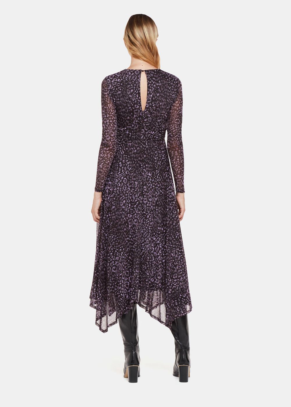 Whistles Feather Leopard Mesh Dress Purple / Multicolor | US-27681BCFU