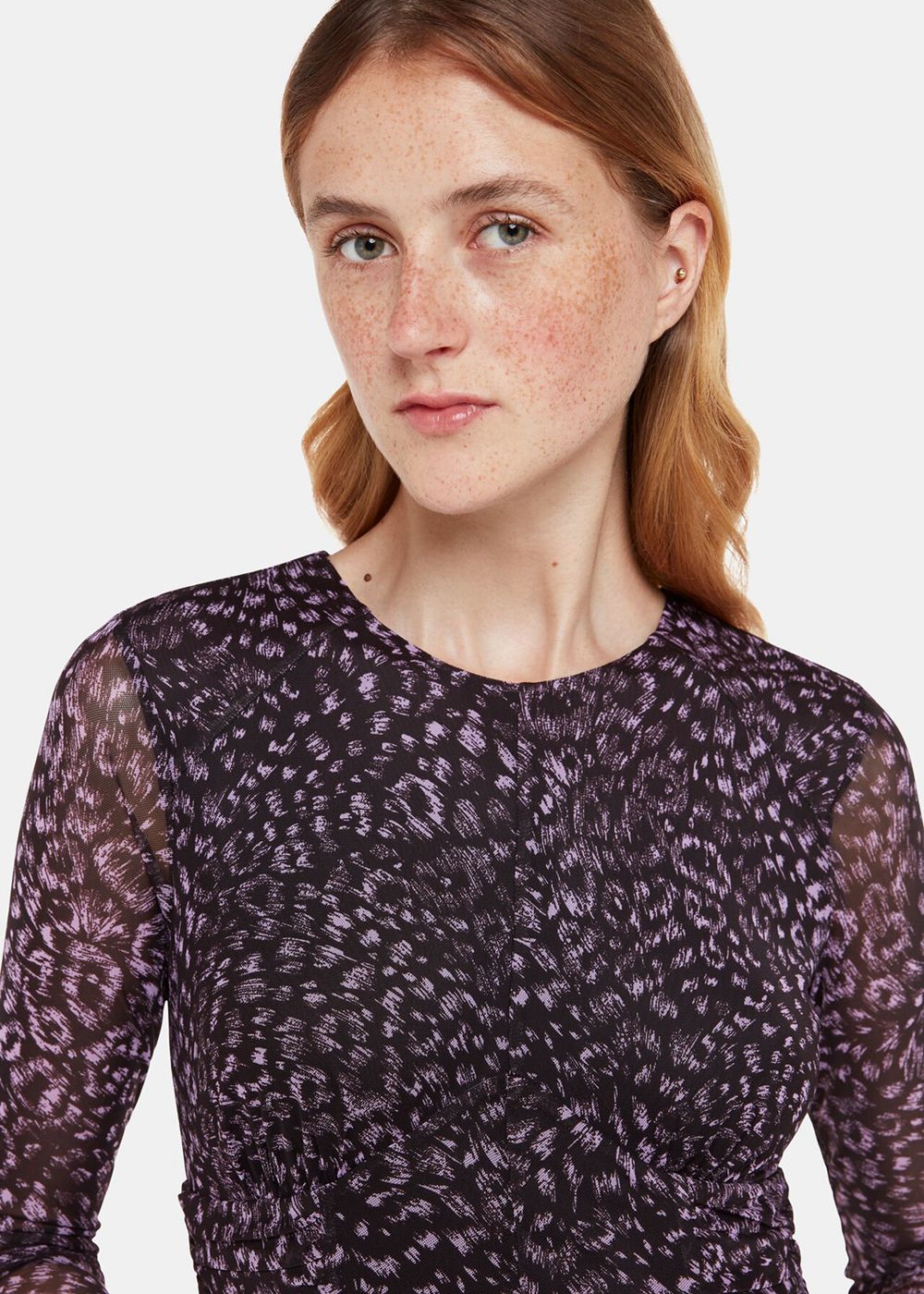 Whistles Feather Leopard Mesh Dress Purple / Multicolor | US-27681BCFU