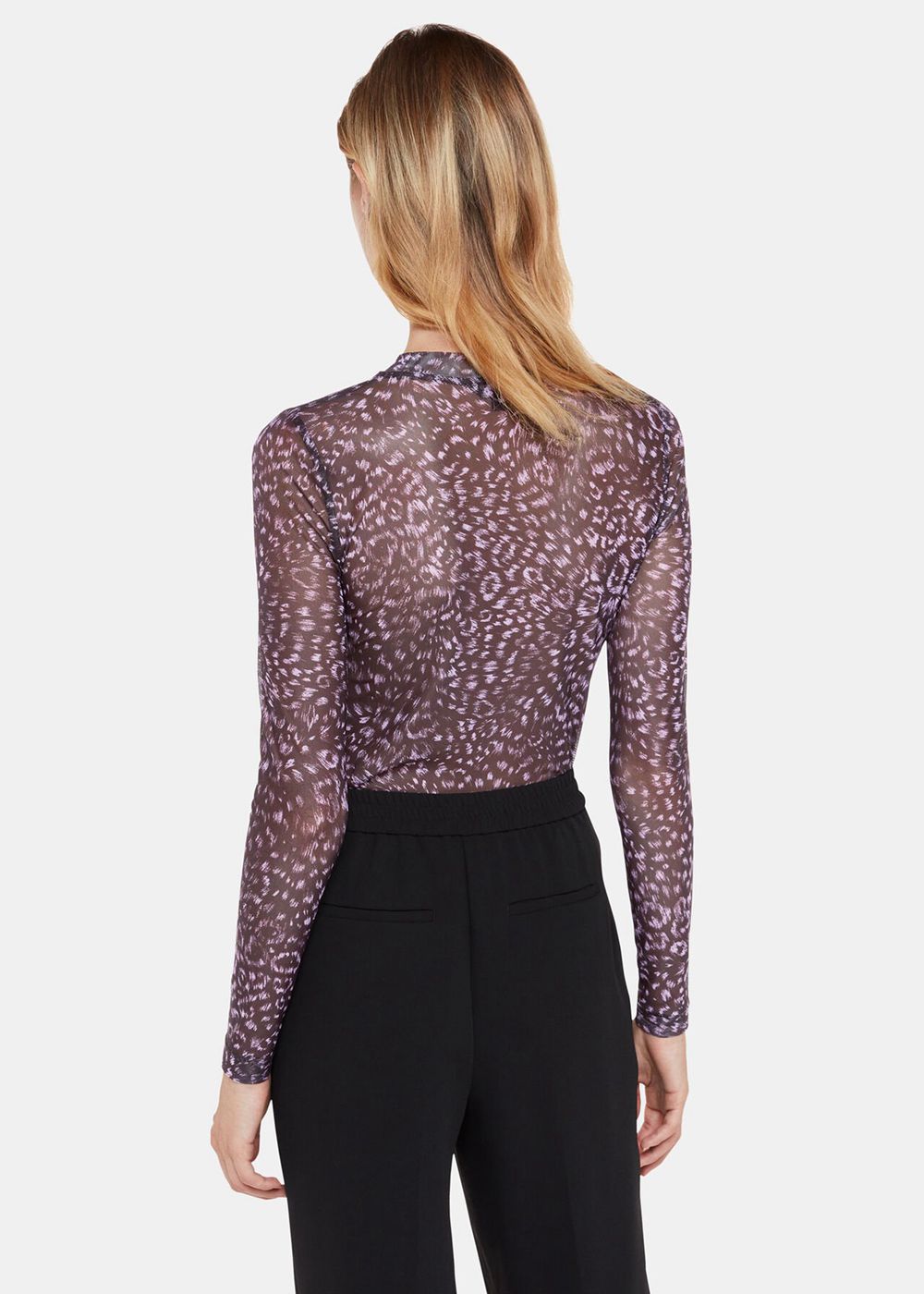 Whistles Feather Leopard Mesh Top Purple / Multicolor | US-70128TUHZ