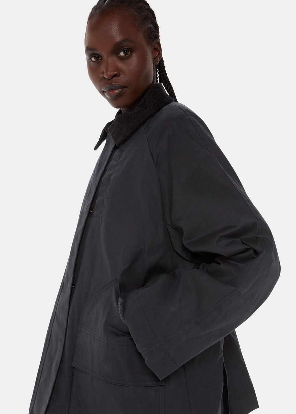 Whistles Fern Waxed Jacket Black | US-16845GCBA