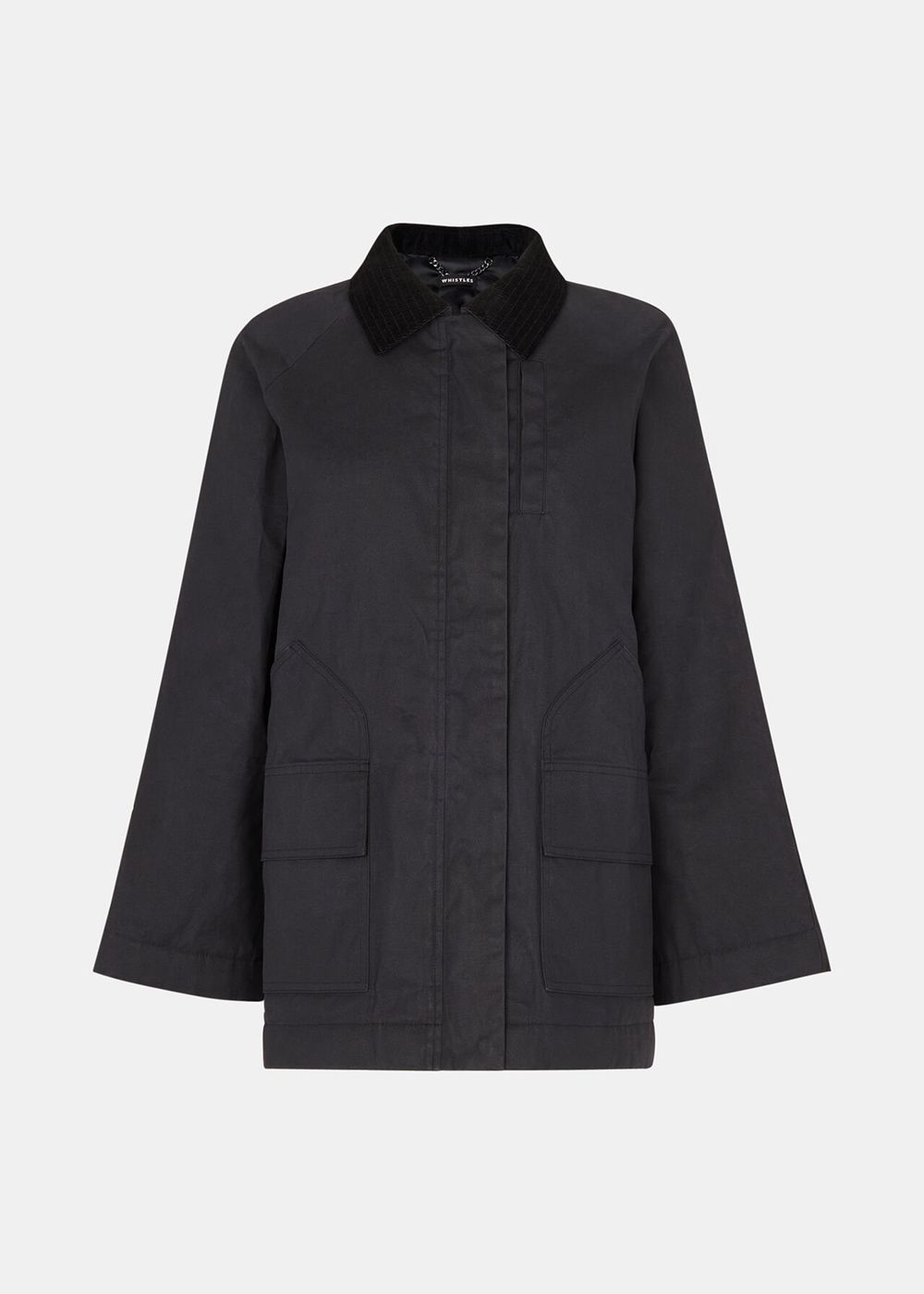 Whistles Fern Waxed Jacket Black | US-16845GCBA