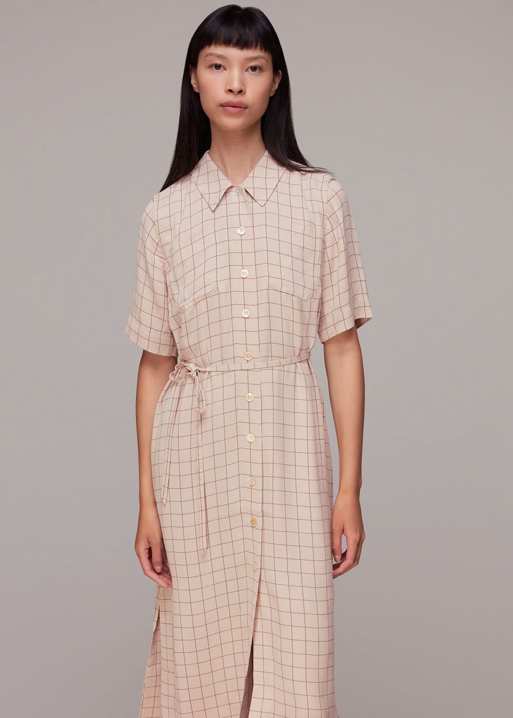 Whistles Fine Grid Shirt Dress Multicolor | US-65371RZDW