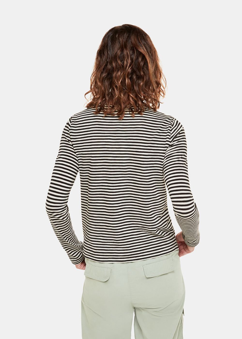 Whistles Fine Stripe Pocket Crew Top Black / Multicolor | US-47695TMND