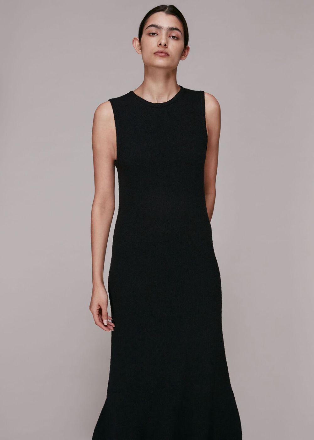 Whistles Flare Knit Dress Black | US-70613TZCY