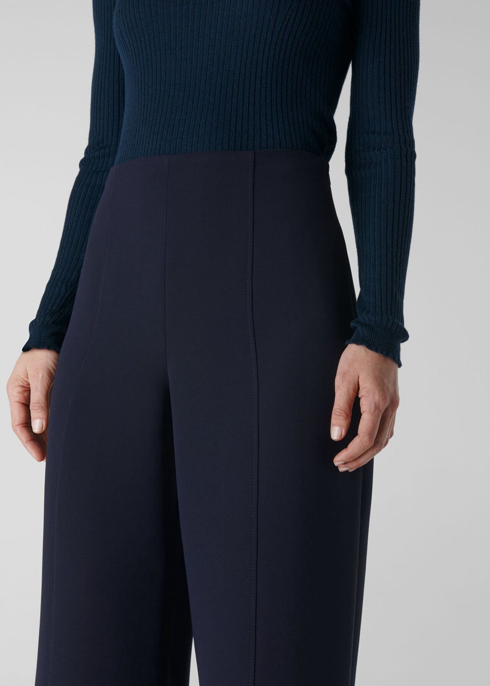 Whistles Flat Front Crop Pants Navy | US-40321PSOE