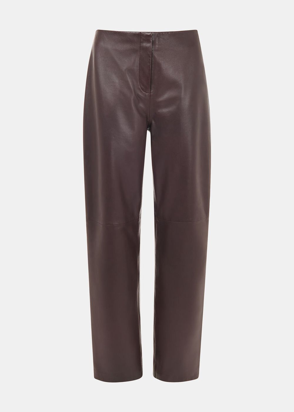 Whistles Flat Front Leather Pants Chocolate | US-45109YFXH