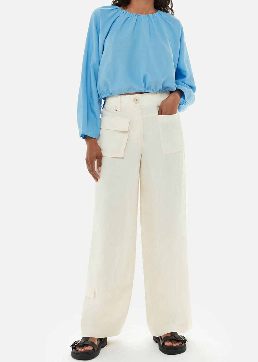 Whistles Flora Pocket Detail Pants Neutral | US-69021KBWC