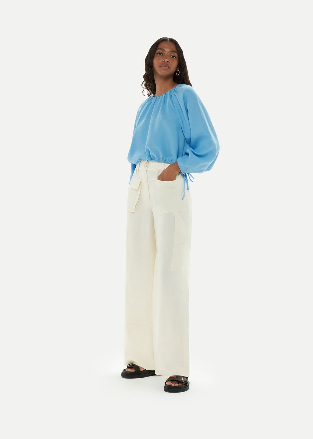 Whistles Flora Pocket Detail Pants Neutral | US-69021KBWC