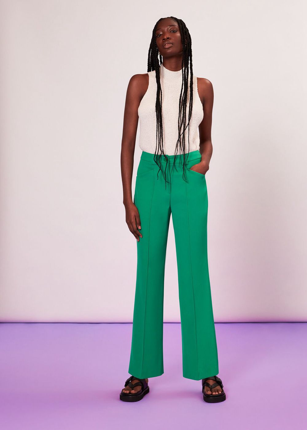 Whistles Flora Slim Tailored Pants Green | US-76951KZYI