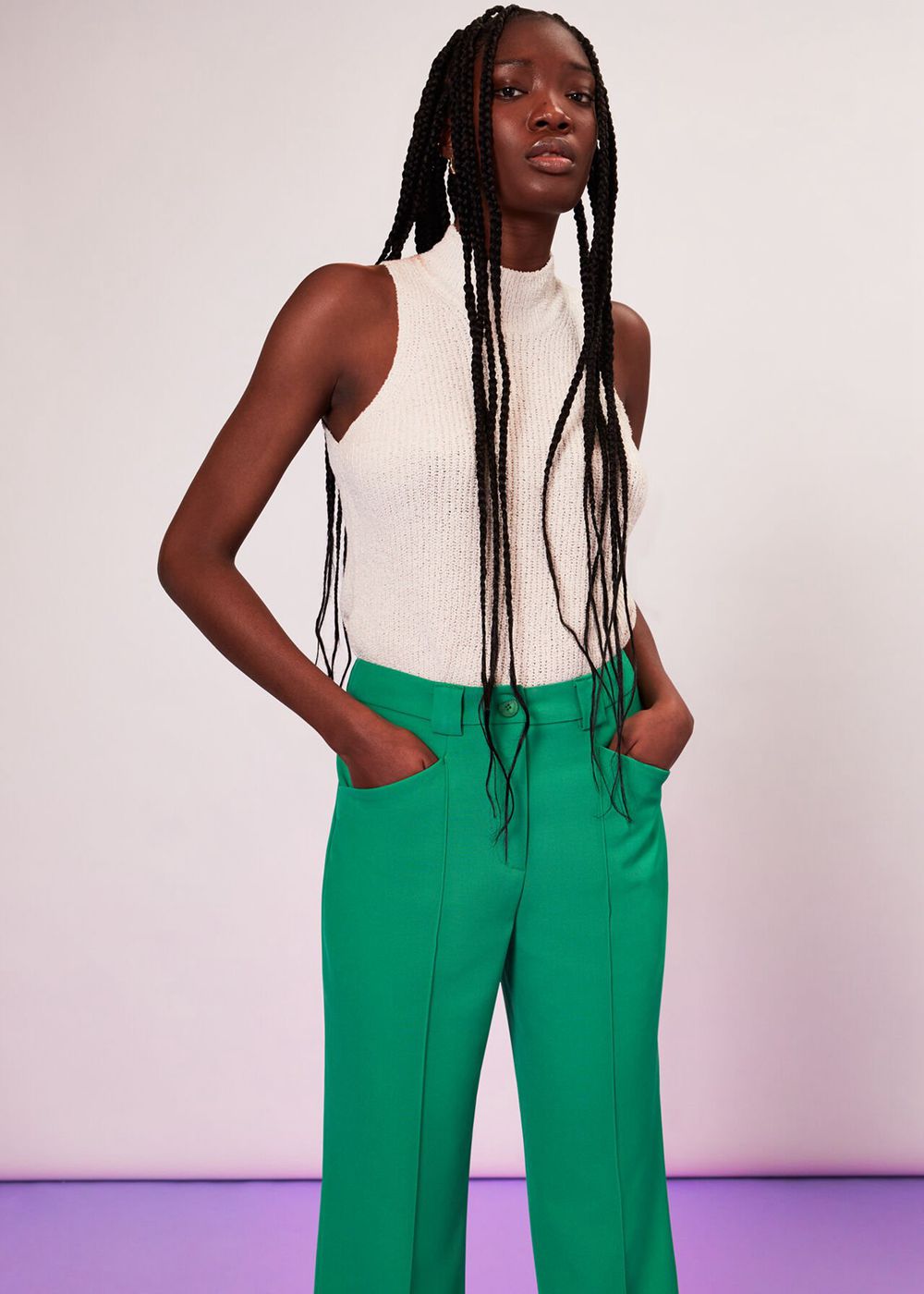 Whistles Flora Slim Tailored Pants Green | US-76951KZYI