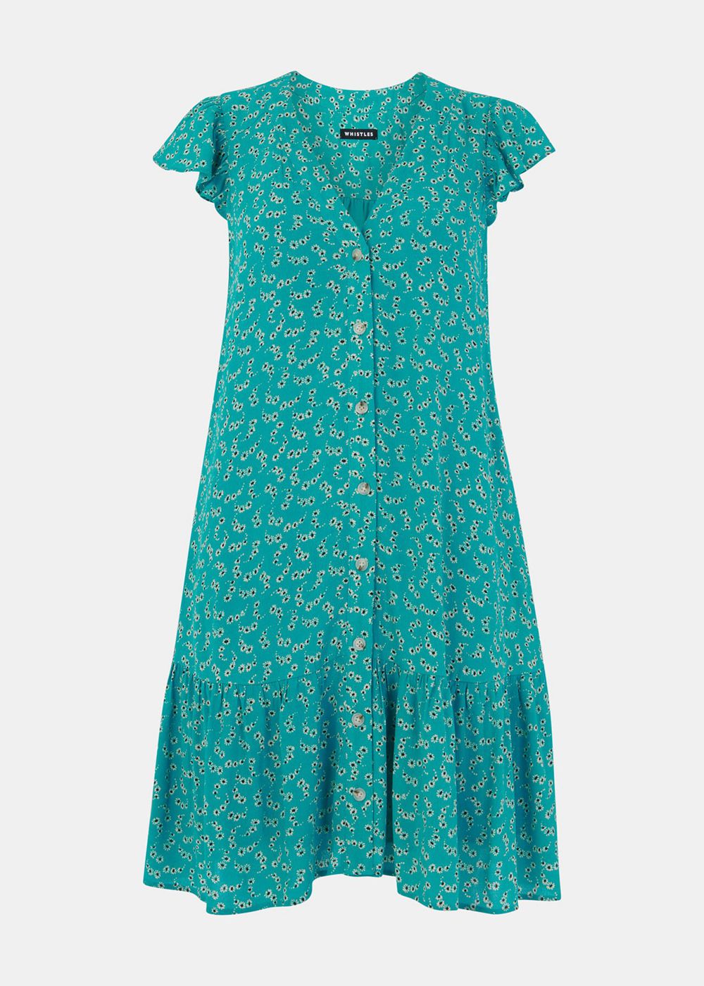 Whistles Floral Crescent Flippy Dress Green / Multicolor | US-59043FOUA