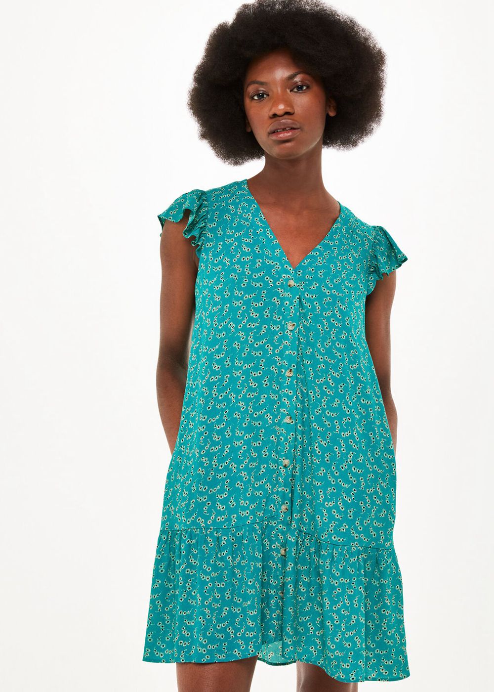 Whistles Floral Crescent Flippy Dress Green / Multicolor | US-59043FOUA