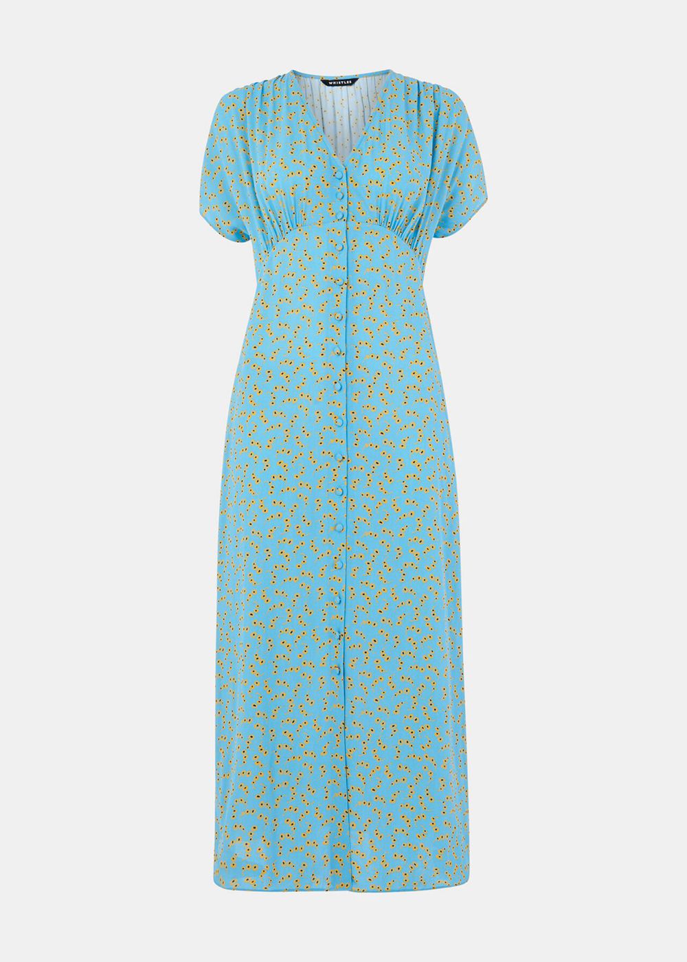 Whistles Floral Crescent Midi Dress Blue / Multicolor | US-92308FTHK