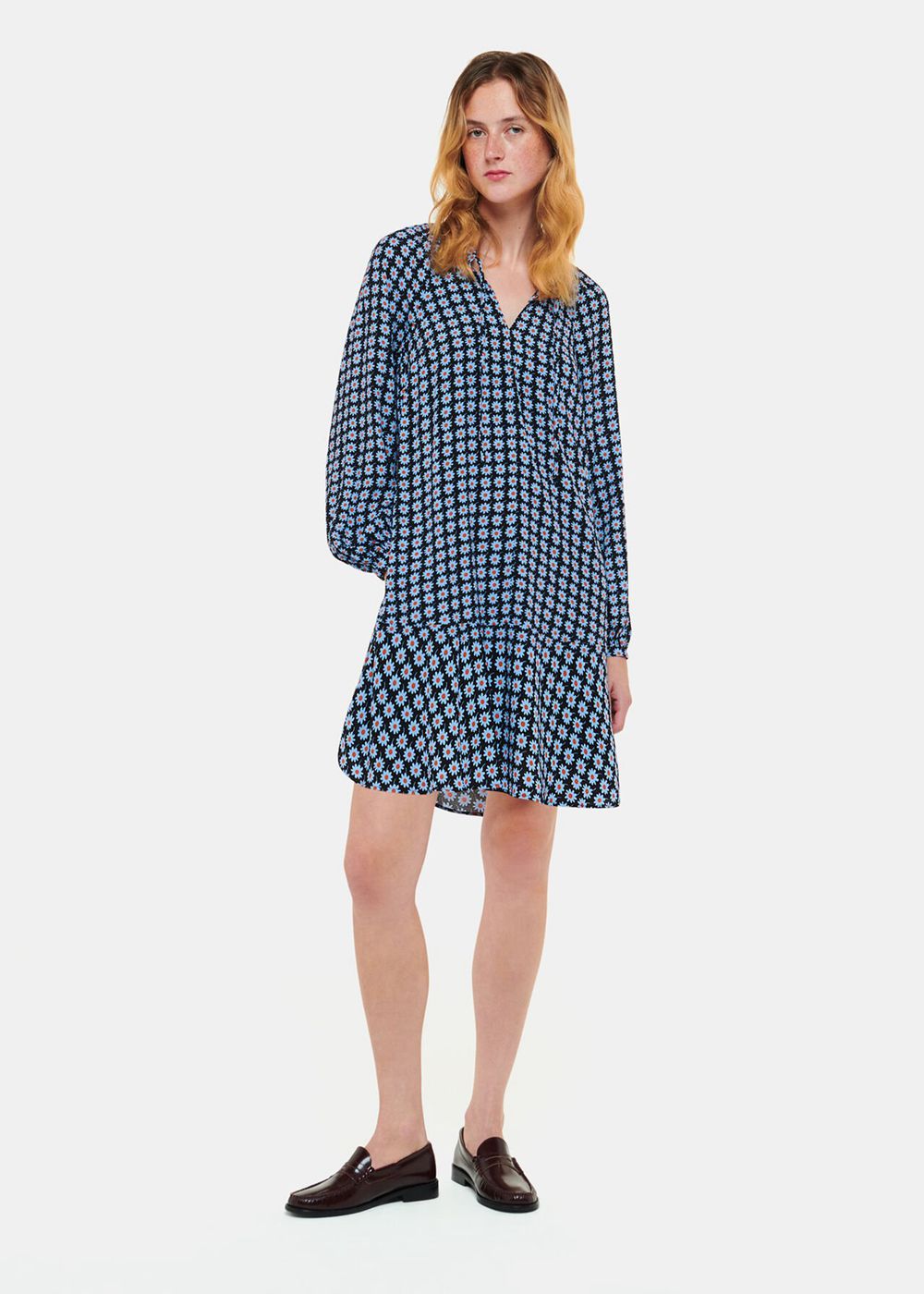 Whistles Floral Dot Flippy Dress Blue / Multicolor | US-23687ARPN