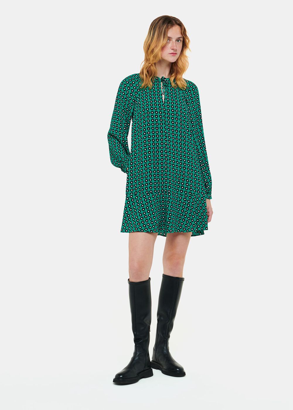 Whistles Floral Dot Flippy Dress Green / Multicolor | US-63209BQGU