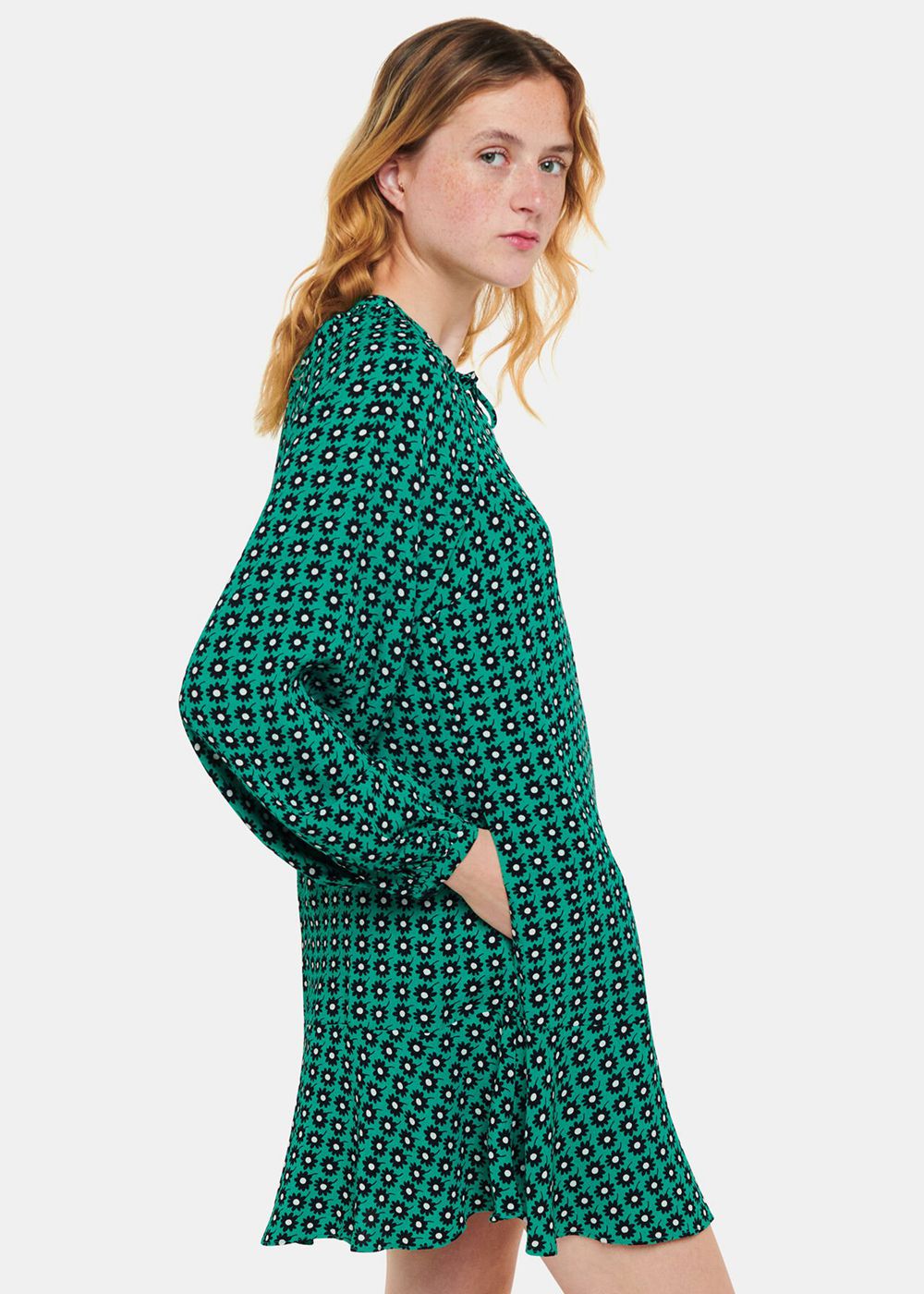 Whistles Floral Dot Flippy Dress Green / Multicolor | US-63209BQGU