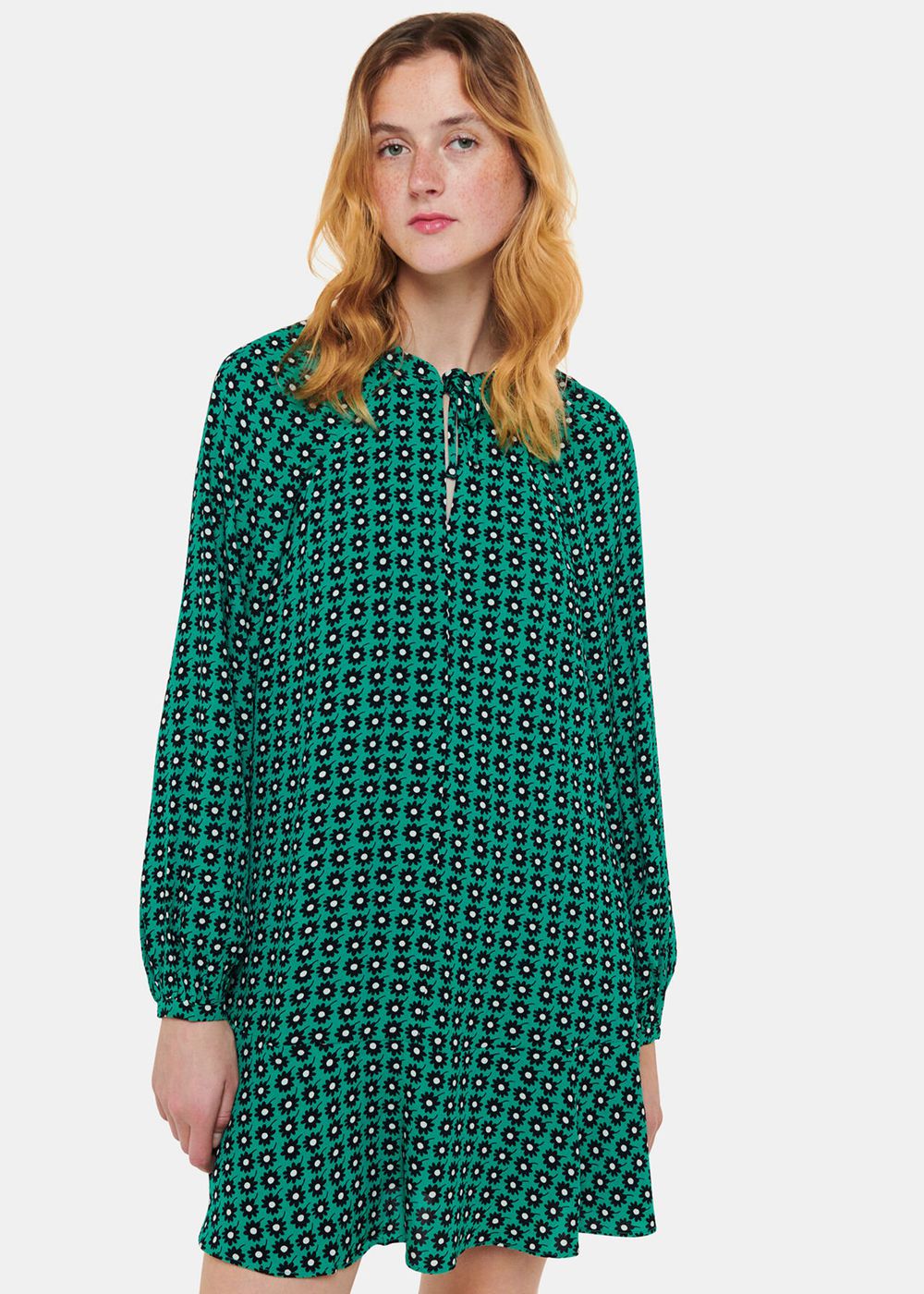 Whistles Floral Dot Flippy Dress Green / Multicolor | US-63209BQGU