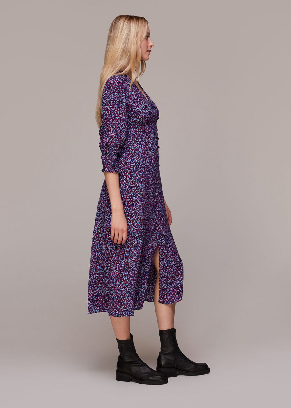 Whistles Floral Garden Midi Dress Purple / Multicolor | US-28153GRSX