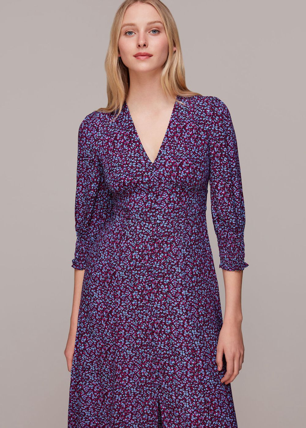 Whistles Floral Garden Midi Dress Purple / Multicolor | US-28153GRSX