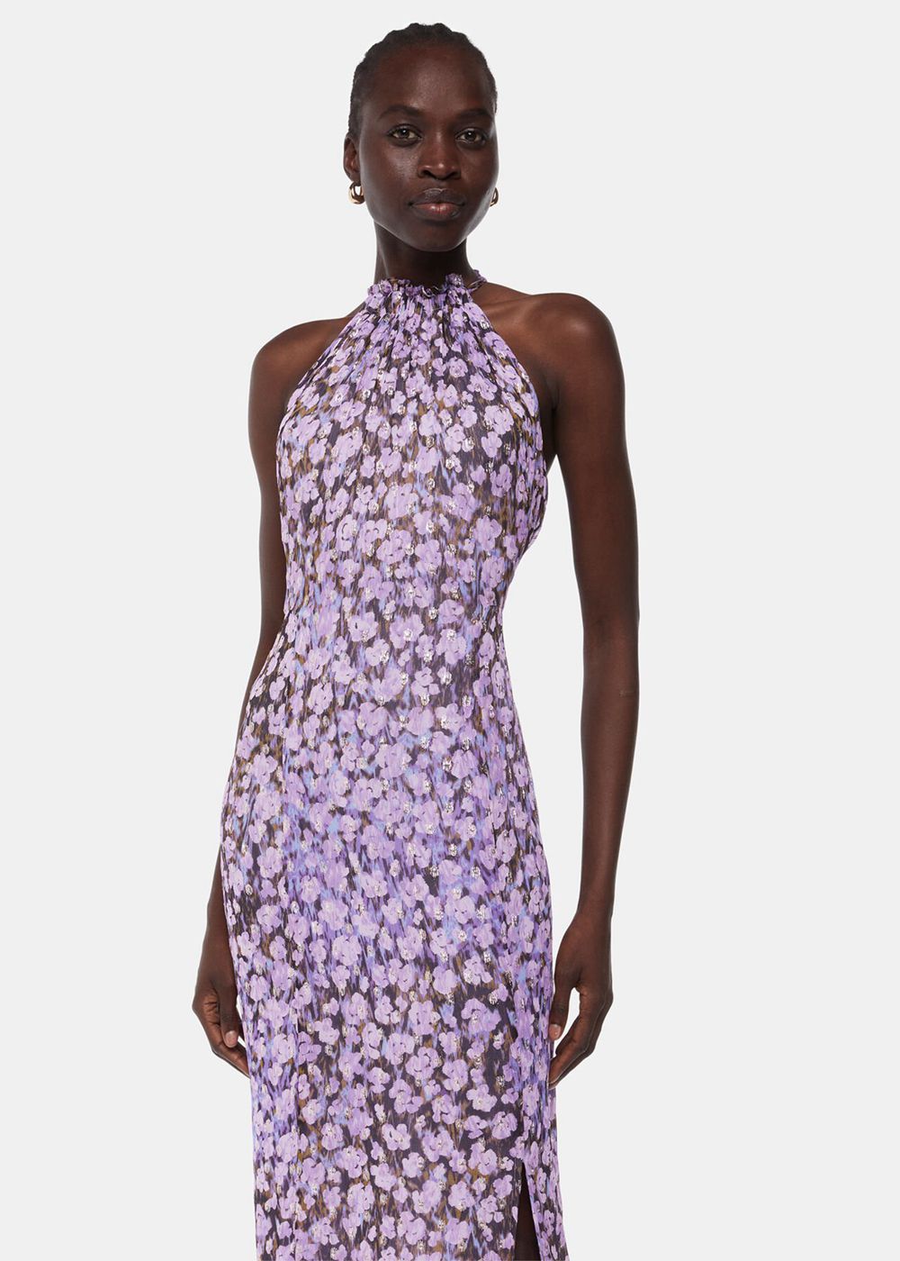 Whistles Floral Metallic Dobby Dress Purple / Multicolor | US-18793ZJUQ