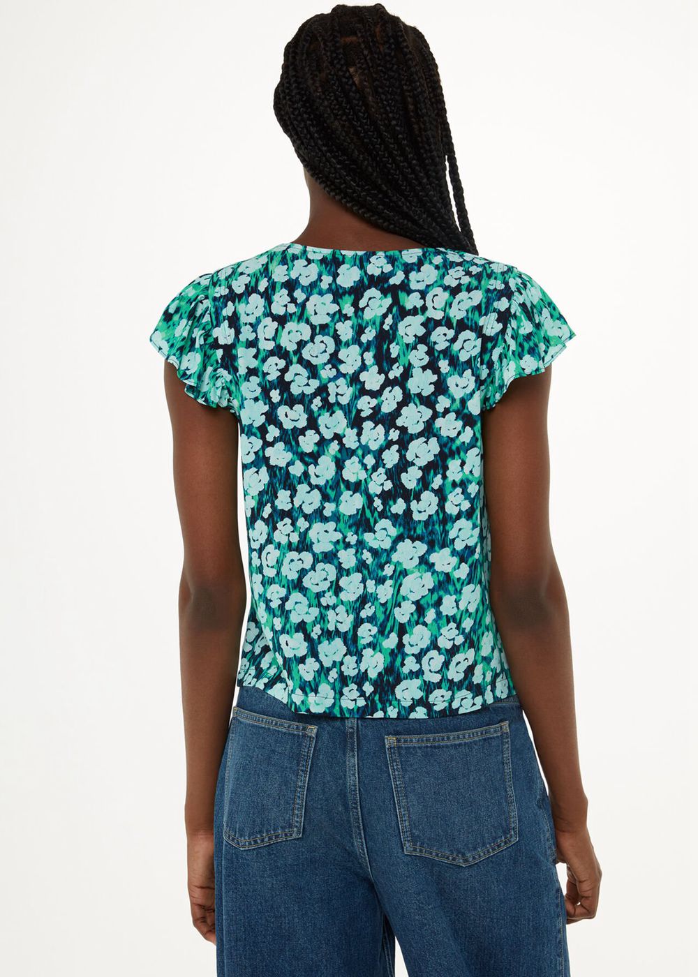 Whistles Floral Petal Frill Top Green / Multicolor | US-19762FAHP