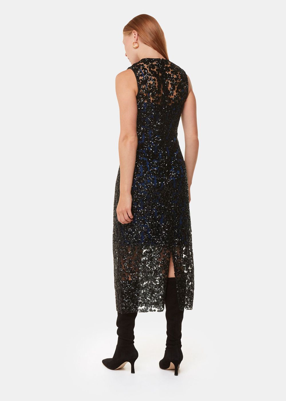 Whistles Floral Sequin Lyra Dress Black / Multicolor | US-02817EOIM