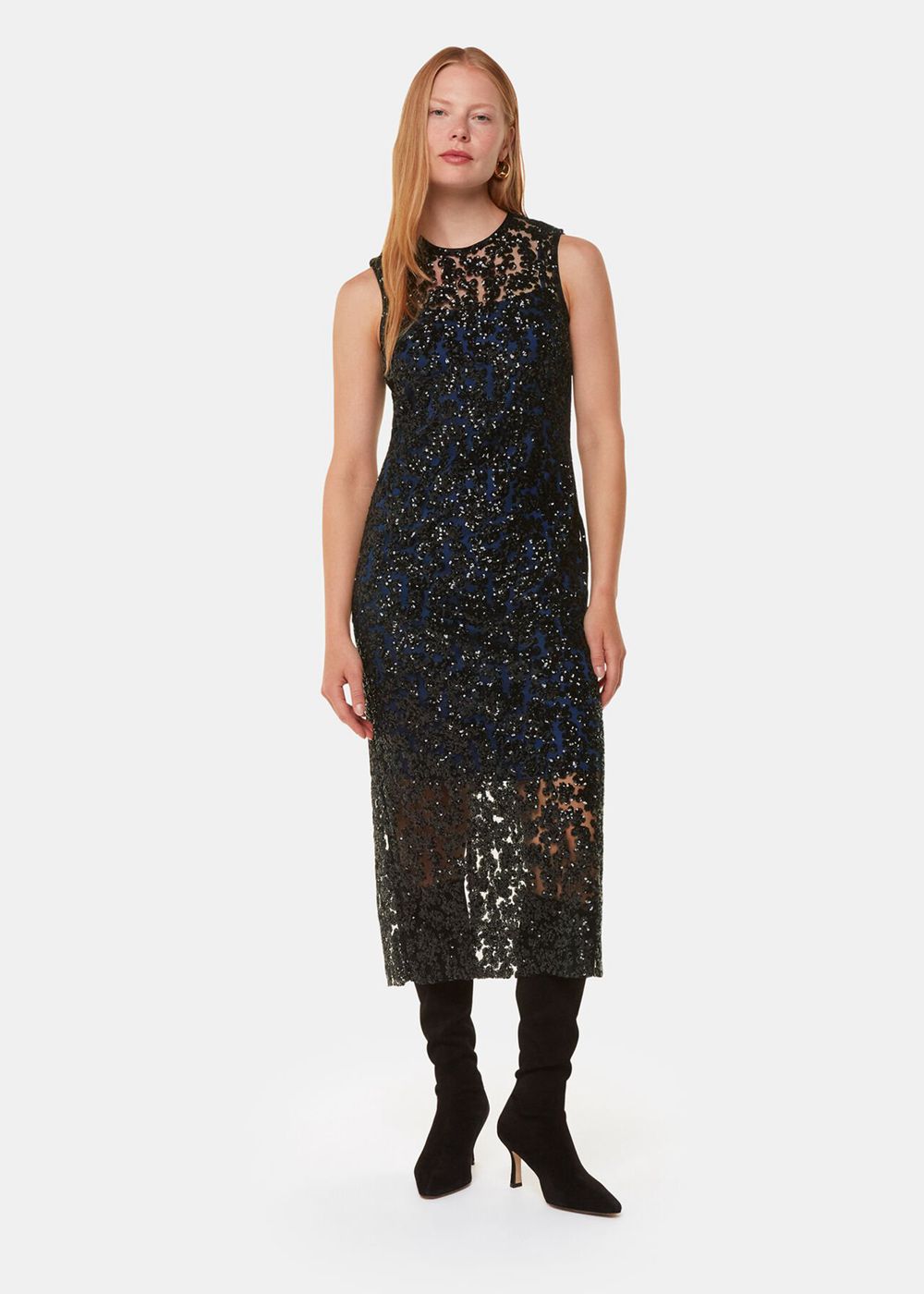 Whistles Floral Sequin Lyra Dress Black / Multicolor | US-02817EOIM