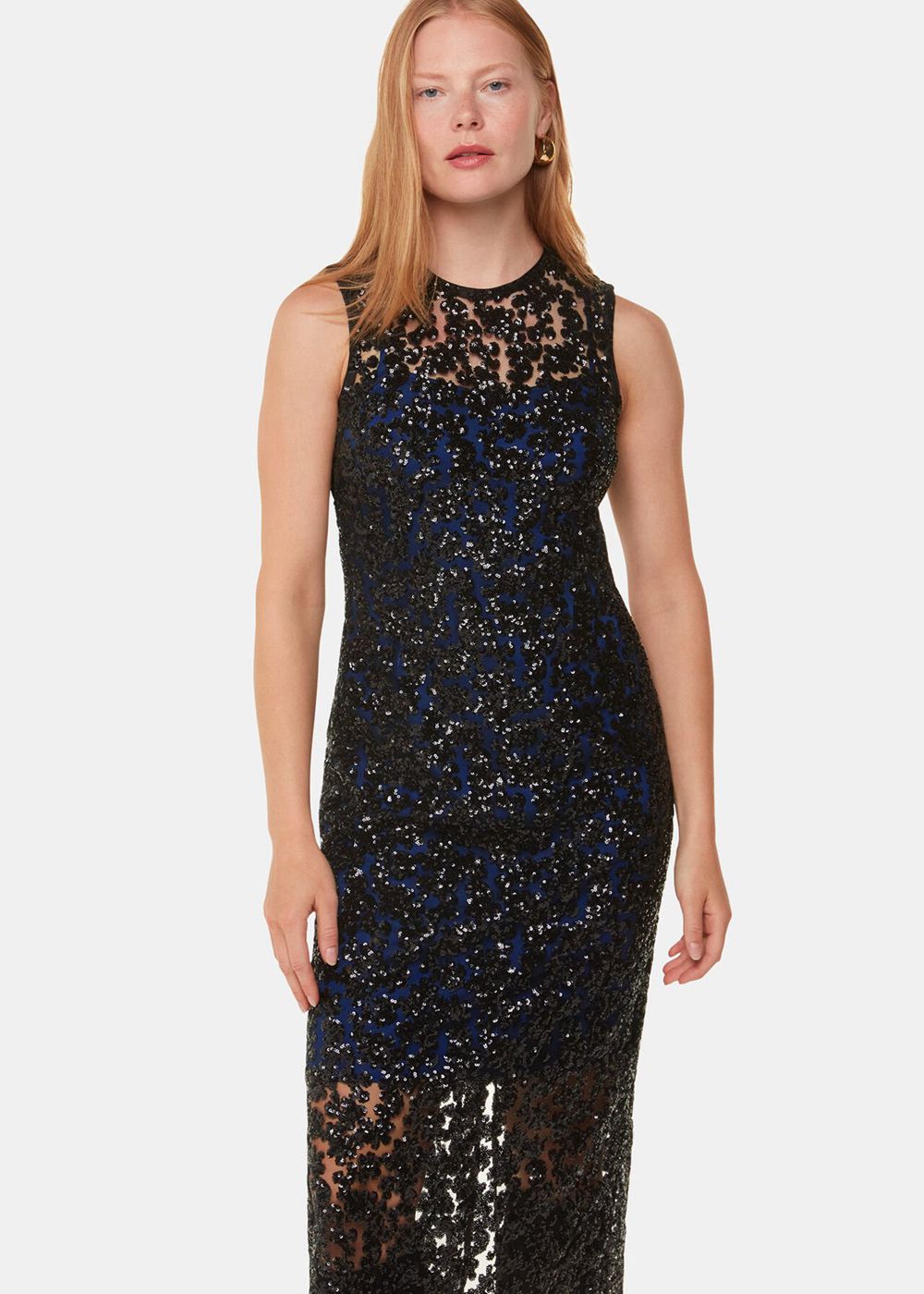 Whistles Floral Sequin Lyra Dress Black / Multicolor | US-02817EOIM